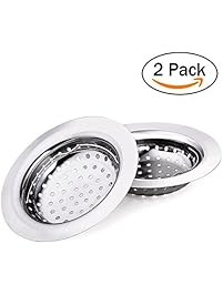HOMEIDEAS 2 PCS Kitchen Sink Strainer Stainless Steel Large Wide Rim 4.33" Diameter for Kitchen Sink Strain with Movable Handle