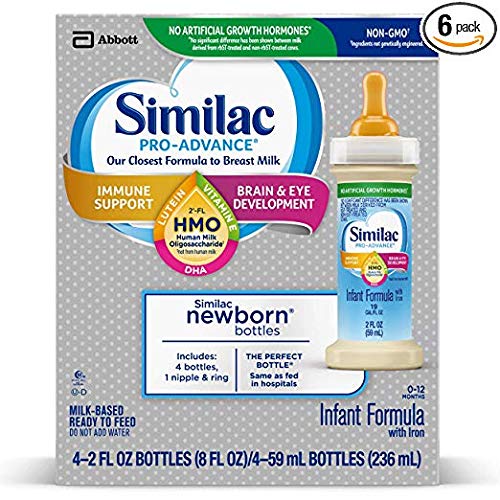Similac Pro-Advance Infant Formula with 2'-FL HMO for Immune Support, Ready to Feed Newborn Bottles, 2 fl oz, (48 Count)