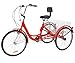 H&ZT Single Speed Adult Tricycle Trike Cruiser Bike 3 Wheeled Bicycle w/Large Basket and Maintenance Tools, Men’s Women’s Cruiser Bicycles, 24 Inch Wheel Size Bike Trike (Red, 7-Speed, 24 Inch)thumb 1