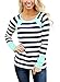 Asvivid Women's Casual Color Block Long Sleeve T-Shirt Crewneck Striped Blouse Tops S-XXL