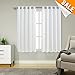 Lazzzy White Curtains for Kitchen Small Window Drapes 54 Inches Length Waffle Woven Textured Curtain Panels Grommet Top 1 Pair