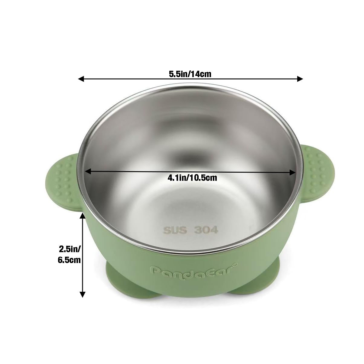 PandaEar 3 Pack Stainless Steel Baby Suction Bowls, Non-Slip Child Food Bowl with Silicone Sleeve for Kids Toddlers Infants, Unbreakable & Mess Free (Blue Green Brown)