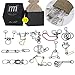 High Difficulty - 12 Pieces Metal Wire Brain Teaser - Assembly & Disentanglement Puzzles Toys - Magic Trick Toys Puzzles Set - Ideal Gifts Kids Adults