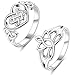 LOLIAS Stainless Steel Promise Ring Lotus Flower Celtic Love Knot Wedding Band Ring Size 5-11