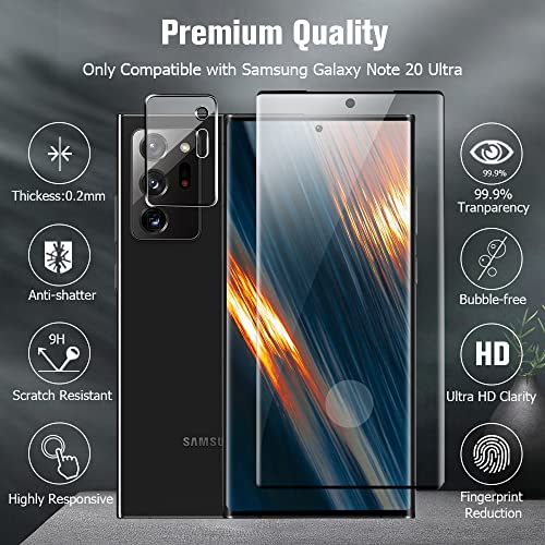 [2+2 Pack] Samsung Note 20 Ultra Screen Protector, 2 Pack Camera Lens