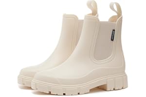 LIOERDIWE Short Rain Boots Women Waterproof Ankle Rainboots Fashion Chelsea Boots Non-Slip Garden Shoes for Outdoor Work Booties