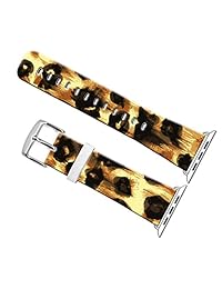 correas de iwatch 42 mm, 42 mm Correa de piel auténtica muñeca correa W), color plateado metal cierre de repuesto para Apple Watch Todos los modelos 42 mm   especail Flores Patrón en su correa