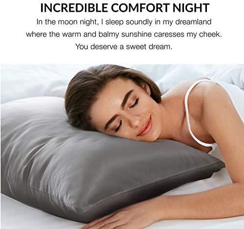 Bedsure Satin Pillowcase for Hair and Skin, 2-Pack - Queen Size (20x30 inches) Pillow Cases - Satin Pillow Covers with Envelope Closure, Dark Grey 5 Bedsure Satin Pillowcase for Hair and Skin, 2-Pack - Queen Size (20x30 inches) Pillow Cases - Satin Pillow Covers with Envelope Closure, Dark Grey