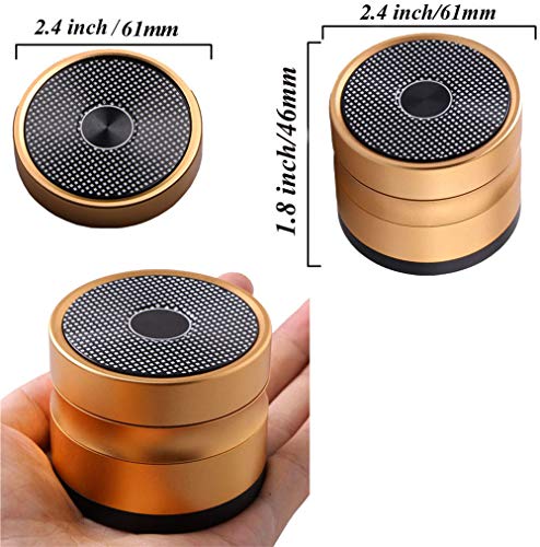 4 Piece Premium Aluminum Herb Grinders,Speaker Pattern Metal Tobacco Grinder with Sifter and Magnetic Top,2.4inch(Gold)