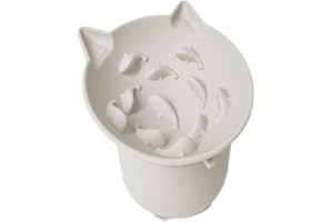 AVYDIIF Elevated Cat Bowl, Silicone Cat Bowls for Food and Water, Wide Shallow Cat Food Dish, Whisker Fatigue, Lead & Cadmium Free, Great Height for Cat (LightGrey)