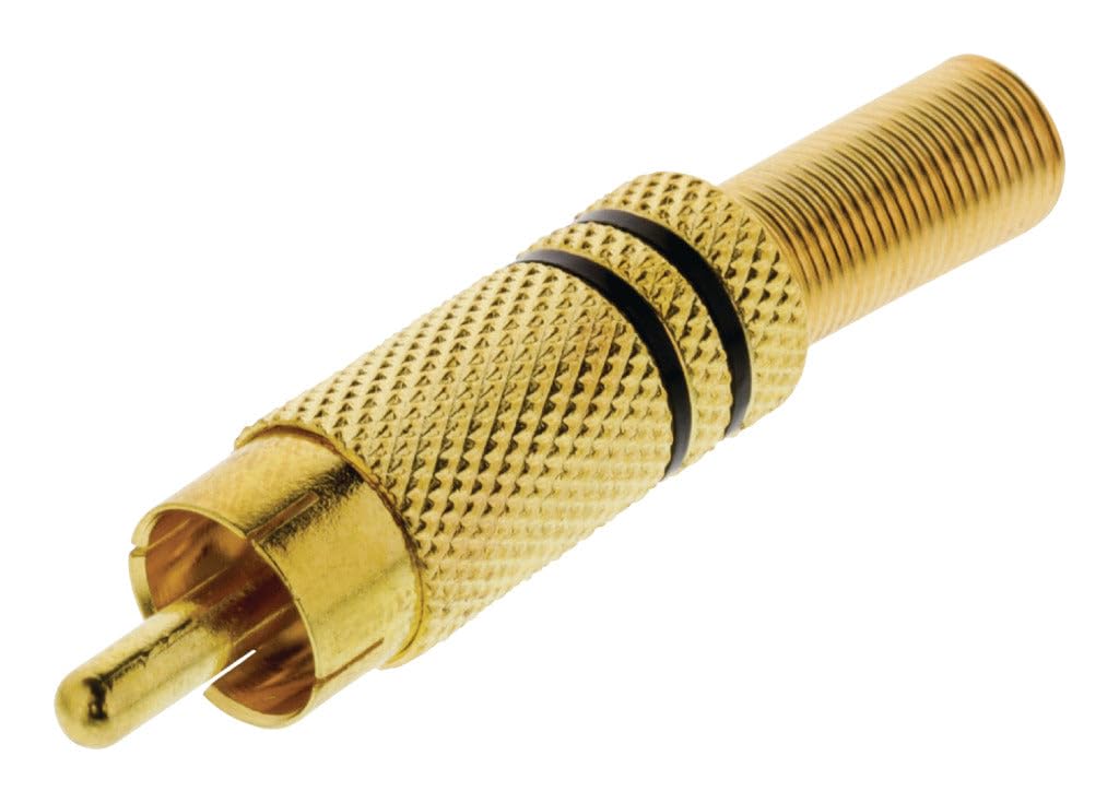 10 x RCA Male Connector Black with Gold Plated Ring