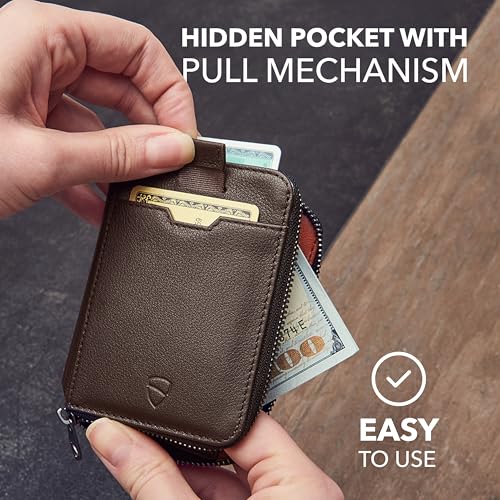 Vaultskin Notting Hill zip wallet with RFID protection (Brown)