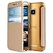 M9 Case, Pasonomi® [Smart Window View] HTC One M9 Folio Wallet Case - Slim Flip Leather Case For HTC One M9 Smartphone (Golden)