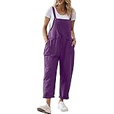 YESNO Women Long Casual Loose Bib Pants Overalls Baggy Rompers Jumpsuits with Pockets PV9
