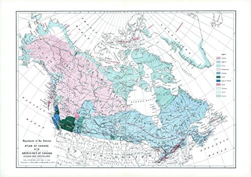 Aborigines of Canada, Alaska and Greenland - Atlas of Canada 1st Edition - 24.25 x 17.25 inches - Paper - Flat Tubed