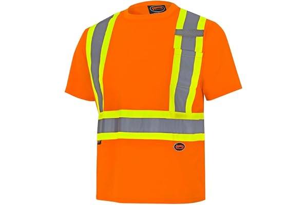 Pioneer High Vis Shirt for Men - Safety T-shirt - Class 2 | Hi Vis Orange Reflective Safety Shirt - Moisture Wicking - UPF Su