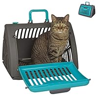 lUKSY US-Direct Foldable Travel Cat Carrier, Front Door Plastic Portable Pet Kennel,for Small Or Medium Sized Pets,for Cats, Small Dogs Puppies & Rabbits,17.7x13.8x13inch