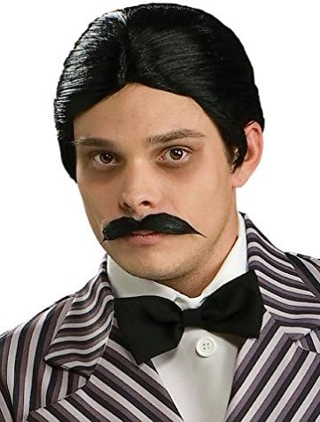 Popcandy Men's The Addams Family Gomez Black Wig and Moustache Kit