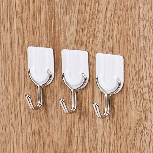 Self Adhesive Wall Hooks,Crytech Utility Waterproof and Oilproof Nail Free Heavy Duty Reusable Strong Stainless Steel Door Sticky Hanger Holder Kitchen Bathroom for Towel Bathrobe Coat (6 Pcs)
