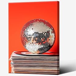Vintage 70s Disco Ball Wall Art Posters Trendy Red