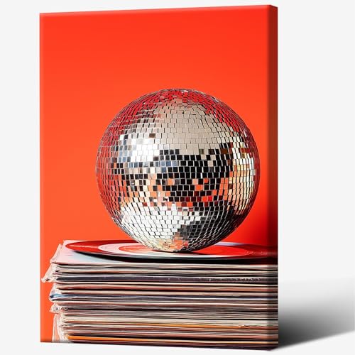 Vintage 70s Disco Ball Wall Art Posters Trendy Red
