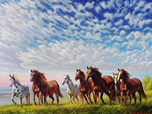 Rainbow Snail Wild Horses Painting - Oil Painting On Canvas Modern Wall Art Pictures For Home Decoration (24 x 16 inch,Frameless)