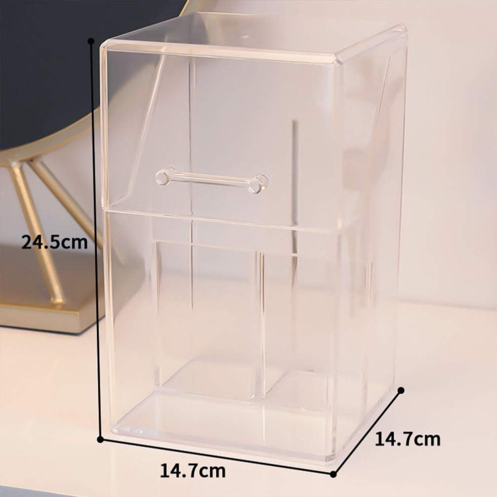 YARNOW Acrylic Makeup Brush Holder Cosmetic Brush Organizer with Lid Dustproof Makeup Containers Eyebrow Pencil Holder Stationery (1PCS With A Bag of Pearls) - Image 3