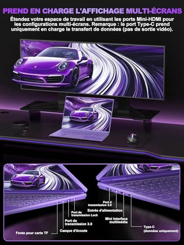 16 Inch Gaming Laptop 12 + 512 GB Support Extension 1TB (HDD-2TB) 4 Cores Celeron N5095 (up to 2.9 GHz) 1920x1200 PC Gamer Laptop, Laptop with 2K Screen 2.4+5G WiFi Mini HDMI-Purple