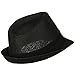 Solid Band Summer Straw Fedora - Black Black W20S58B