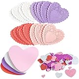 JOYIN Valentines Day Craft Gift Set with 100 Heart Doilies, 24 Pieces Foam Hearts and 2 Bags of Foam Heart Stickers