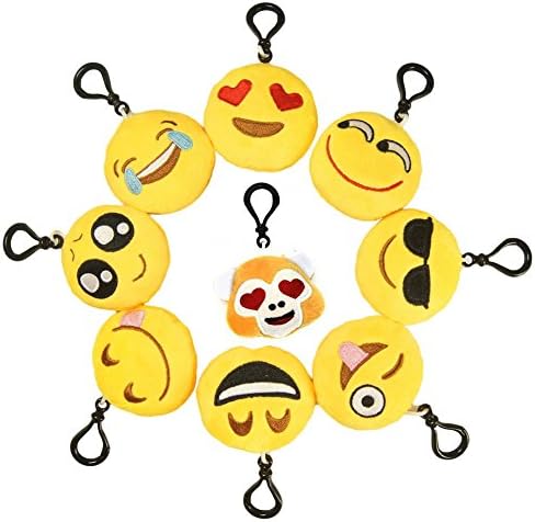 9Pcs Mini Emoji Cushion Toy,Soft Emoji Keychain Toys Gift Bag Accessory Emoji Keychain-Style 6
