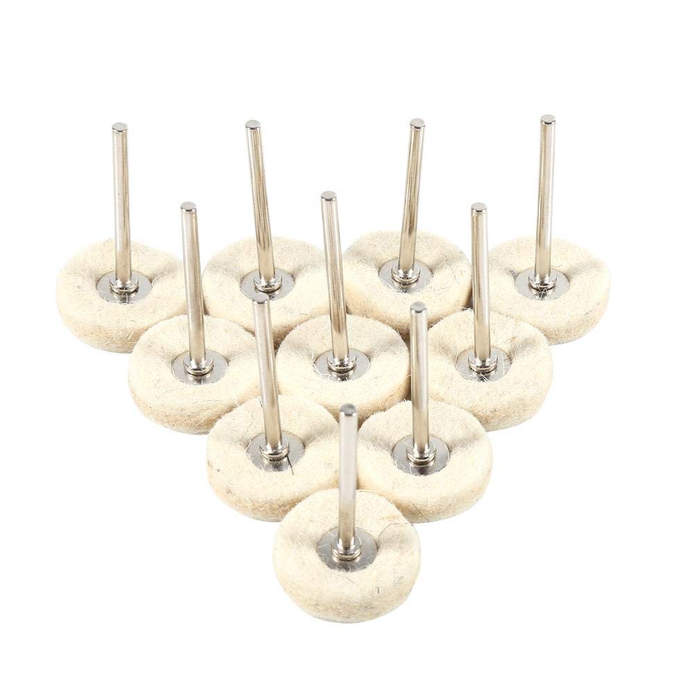 Gorgeri 10PCS 25MM Wool Felt Polishing Buffing Drill Grinder Wheel Brushes with Handle for Rotary Tool