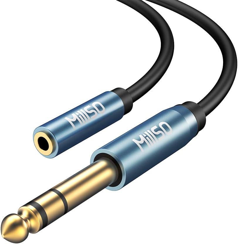 MillSO Headphone Adapter, 6.35mm 1/4 inch to 3.5mm 1/8 inch TRS Stereo Audio Jack Aux Adapter compatible for Home Audio, Amplifiers, Piano, Home Theater Devices, or Mixing Console - 30CM/12 inch