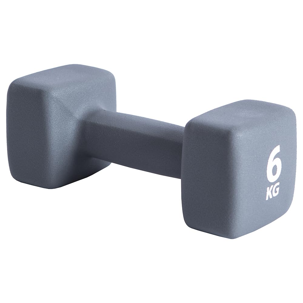 Artze Wall Art Neoprene Coated Weight Lifting Dumbbell, Grey, 6kg