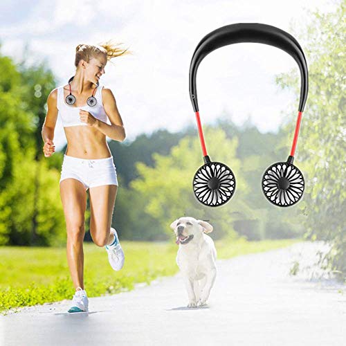 2019 Upgraded Hand Free Fan Portable Wearable Neckband Fan Personal USB Fan Battery Rechargeable Mini Fan Cooler Fan with Dual Wind Head for Traveling Office Outdoor Household