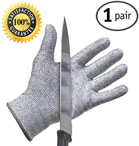 Cut Resistant Gloves - Best Food Grade Kitchen Level 5 Cut Protection - Lightweight, Breathable, and Extra Comfortable! (1 Pair Large)
