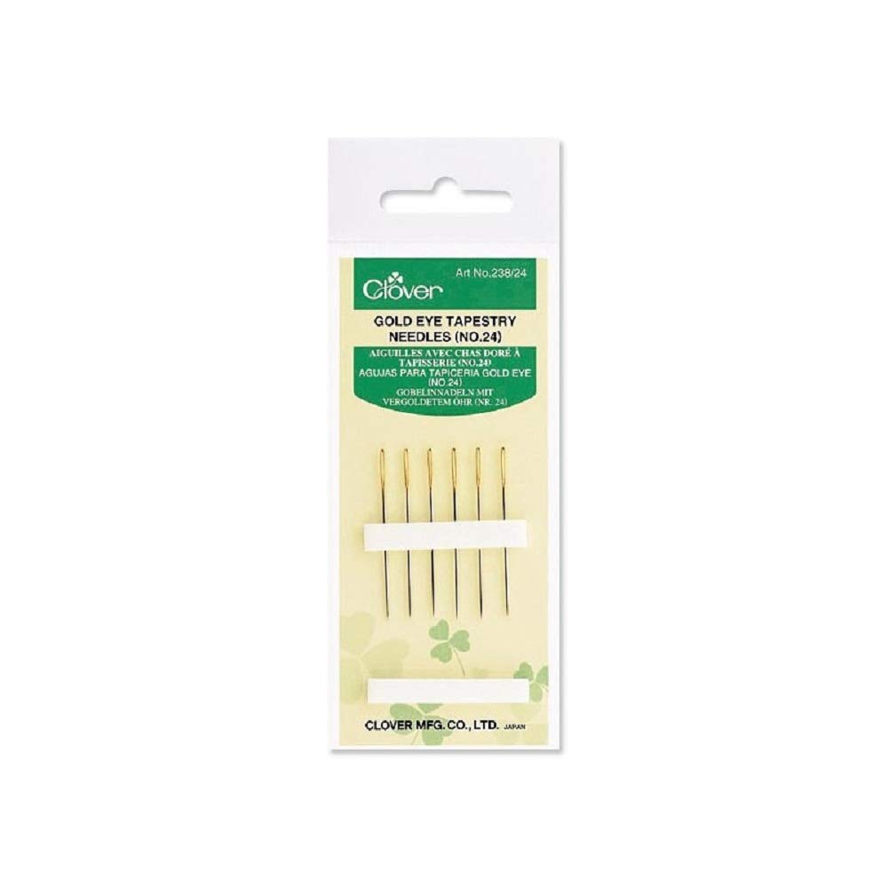 Clover 238/24 Gold Eye Tapestry Needles No. 24, Assorted