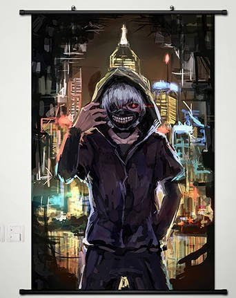 Amazon Com Poster Home Decor Anime Tokyo Ghoul Wall Scroll Fabric Painting Kaneki Ken 172 L Posters Prints