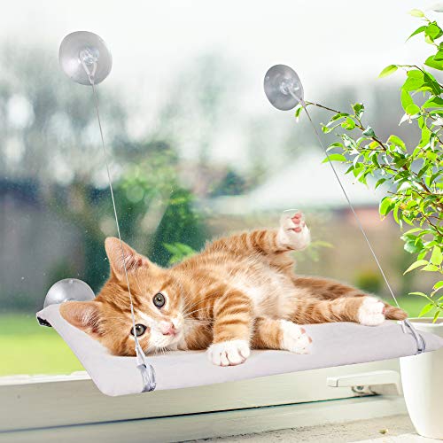 pet prime Cat Window Hammock Cat Window Seat Space Saving Hammock with Big Suction Cups Cat Hammock Bed Holds Up To 30 lbs