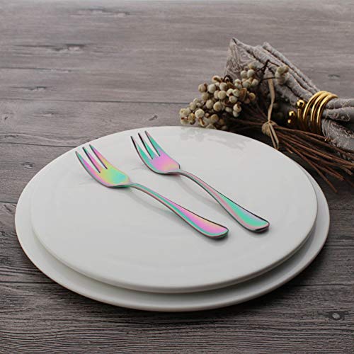 image for OMGard Rainbow Cake Fork Set 6 Piece Flatware Forks Only 18/10 Stainle
