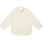 Lalo Long Sleeve Smock Bib, Machine Washable, Waterproof, 6M-2Y | Baby Long Sleeve Smock Bib, Catcher Pocket, Recycled Polyester, Machine Washable, Oatmeal Size 6M-2Y