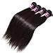 UNice Hair Brazilian Straight Hair 3 Bundles Hair Weft 100% Unprocessed Virgin Human Hair Extensions Weave Natural Color (18 20 22inch)