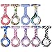 Top Plaza Women's Girls' Fashion Floral Nurse Clip-on Fob Brooch Silicone Jelly Hanging Pocket Watch with Different Replacement Brooch Case Covers (Pack of 9)