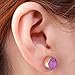 SUNYIK Purple Titanium Coated Crystal Quartz Geode Druzy Stud Earrings