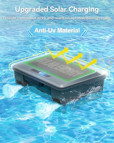 (2026 New) WAVIO Solar Powered Robotic Pool Skimmer Surface Cleaner with APP Support Dual Charging Options Smart Obstacle Avoidance 24/7 Continuous Cleaning Ideal for Above Ground Pools
