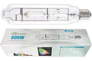 Vegelumax MH 600W Metal Halide Single Ended HID Grow Light Bulb Lamp High PAR Enhanced Blue and Violet Spectrums for Hydroponic Horticulture Vegetative Growth,CCT 6000K,55,000 Lumens,E39 Base
