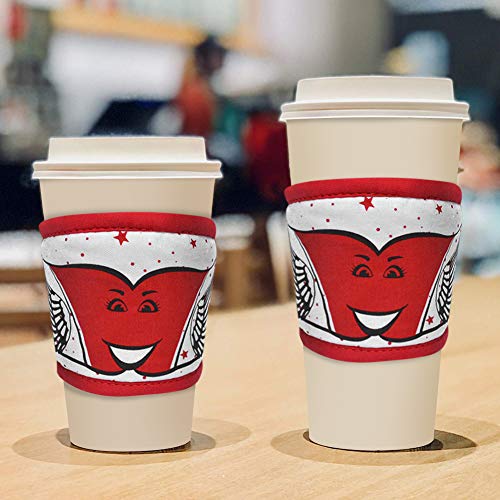 ABCKEY Insulated Cotton Reusable Cup Sleeves for Coffee Tea Cold Drinks,Cup Sleeves for Hot Drinks(Bright Red)