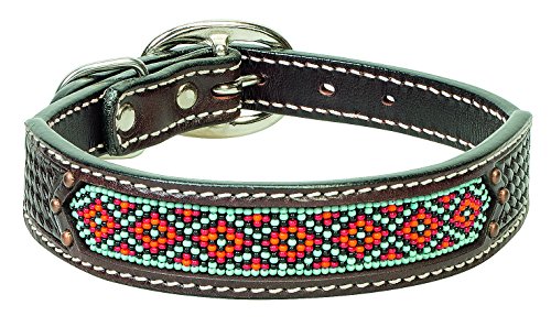 Weaver Leather Beaded Basket Weave Dog Collar, 3/4