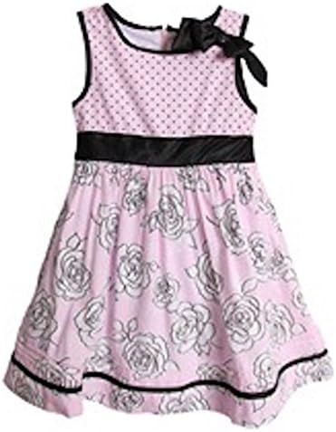 Little girls pink and black polka dot and flower dress size 2T
