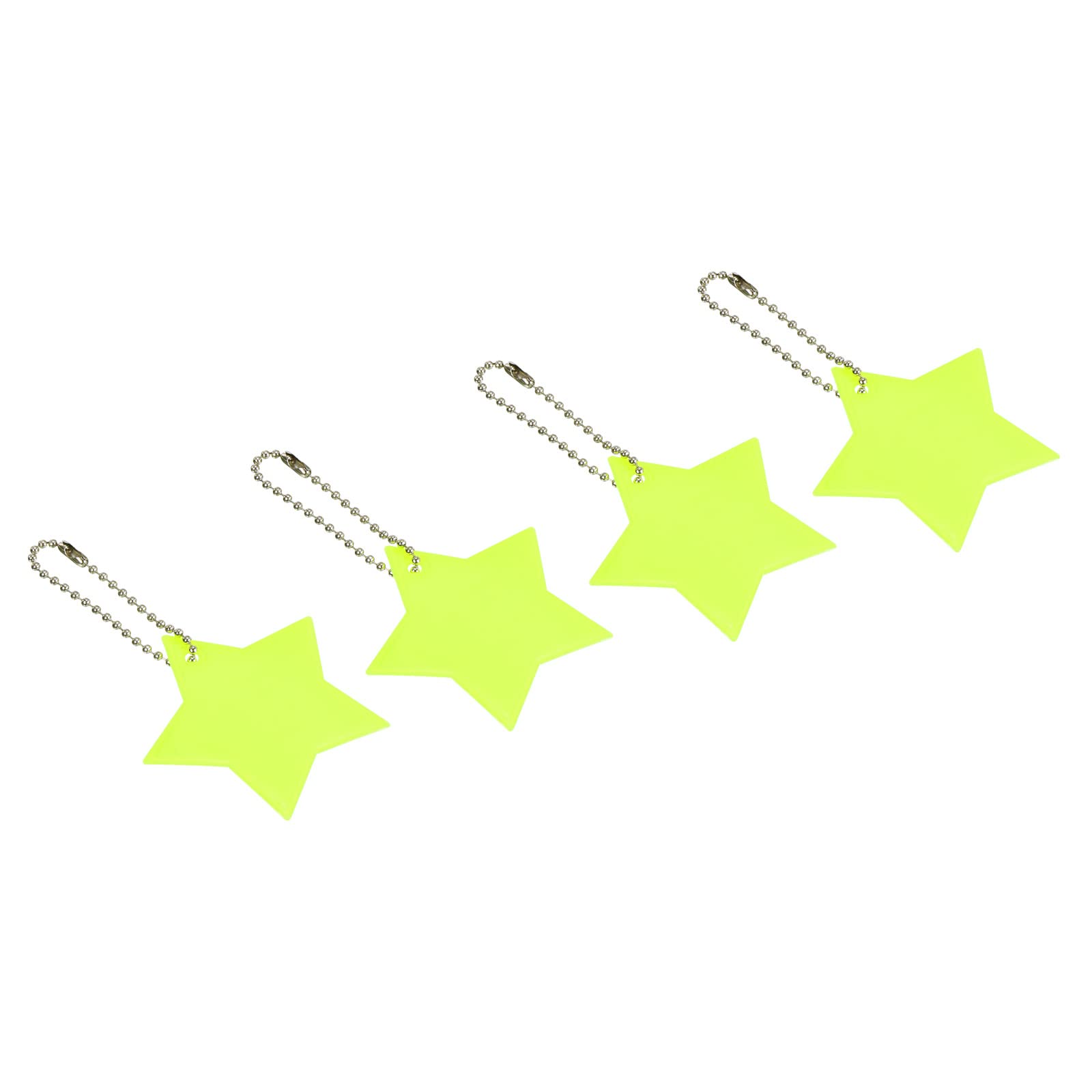 PATIKIL Safety Reflector, 4 Pack Star Pendant PVC Reflective Gear Keychain for Backpack Bag Jacket, Fluorescent Yellow